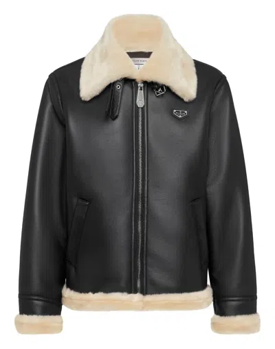 Philipp Plein Eco Shearling Jacket In Black