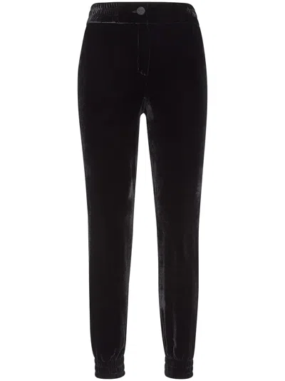 Philipp Plein Elasticated-waist Velvet Trousers In Black
