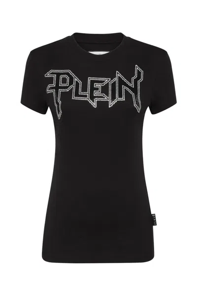 Philipp Plein Embellished Logo T-shirt With Cotton Fabric And Tailored Fit