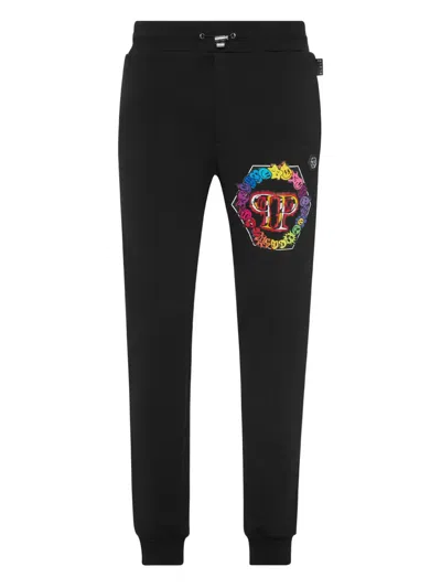 Philipp Plein Embellished-logo Track Pants In Black