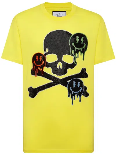 Philipp Plein Embellished-skull T-shirt In Yellow