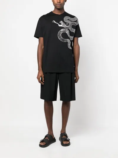 Philipp Plein Embellished Snake-print T-shirt In Black