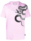 Philipp Plein Embellished Snake-print T-shirt In Neutrals