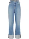 Philipp Plein Denim Trousers Strass Loose Fit Heart In Blue