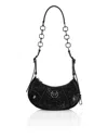Philipp Plein Embellished Suede Shoulder Bag Eclipse In Black