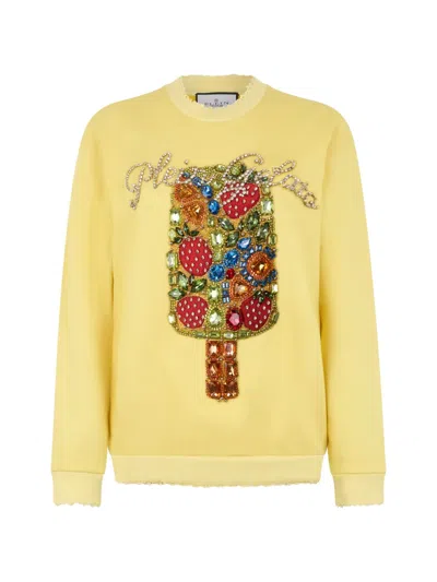 Philipp Plein Embellished Sweatshirt In Yellow