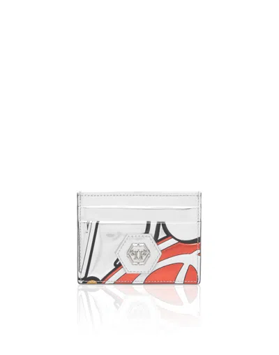 Philipp Plein Embossed Credit Card Holder 3d Plein In Red