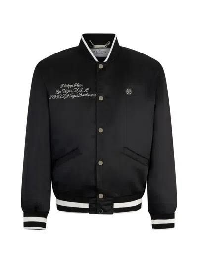 Philipp Plein Embroidered Bomber Jacket In Black