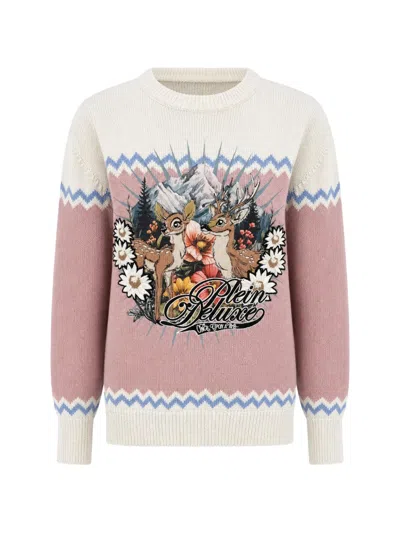 Philipp Plein Embroidered Intarsia-knit Sweater In White