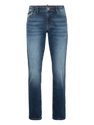 Philipp Plein Embroidered-patch Jeans In Blue