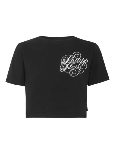 Philipp Plein Embroidered Short-sleeve T-shirt In Black