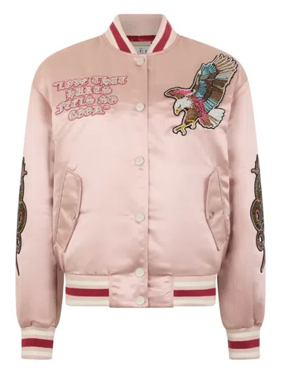 Philipp Plein Embroidered-patches Bomber Jacket In Pink
