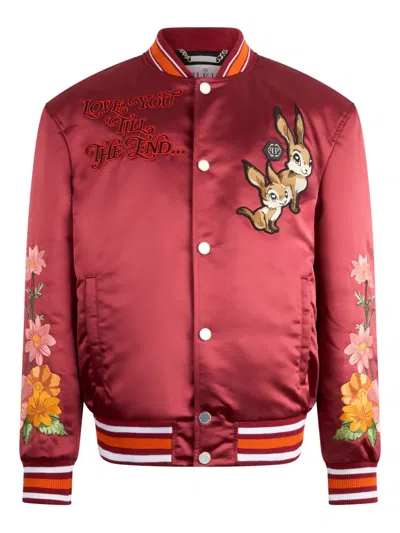 Philipp Plein Satin Bomber Fairy Deluxe In Burgundy