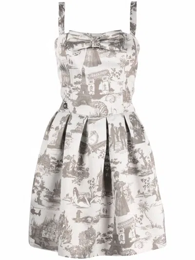 Philipp Plein En Plein Air Print Mini Dress In Gray