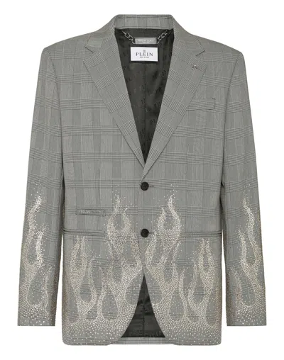 Philipp Plein English Check Blazer Ls Strass Flame