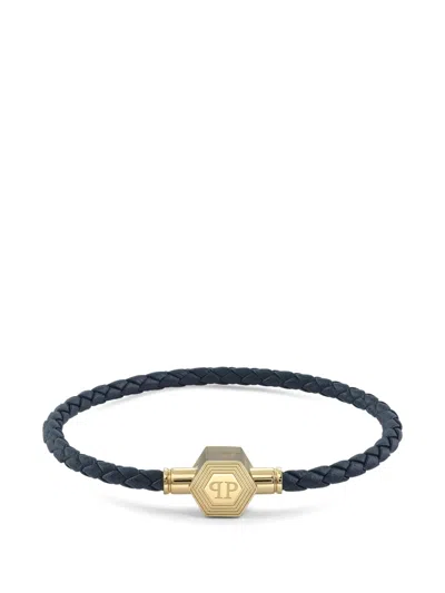 Philipp Plein Enigma Braided Bracelet In Blue