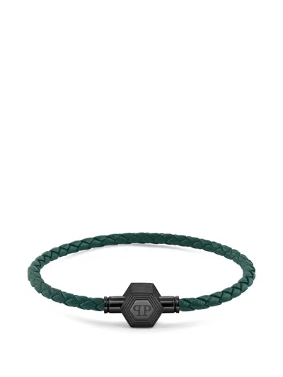 Philipp Plein Enigma Braided Bracelet In Brown