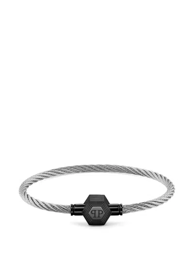 Philipp Plein Enigma Braided Bracelet In Metallic