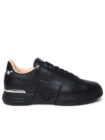 Philipp Plein Exagon Sneakers In Black Nappa Leather