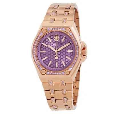 Pre-owned Philipp Plein Extreme Lady Quartz Crystal Lilac Dial Watch Pwjaa0922