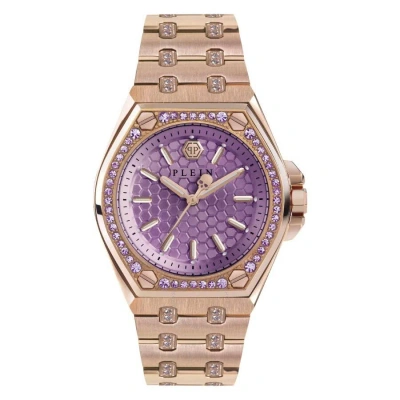 Philipp Plein Extreme Lady Quartz Crystal Lilac Dial Watch Pwjaa0922 In Gold Tone / Honey / Lilac / Rose / Rose Gold Tone