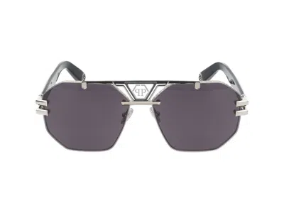 Philipp Plein Eyewear Aviator Sunglasses In Silver