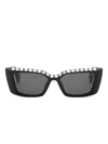 Philipp Plein Eyewear Eckige Sonnenbrille Mit Kristallen In Black