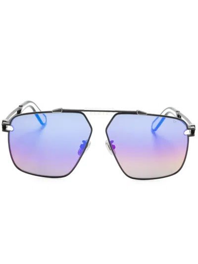 Philipp Plein Eyewear Engraved-logo Pilot-frame Sunglasses In Black