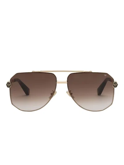 Philipp Plein Eyewear Geometric-frame Sunglasses In Brown