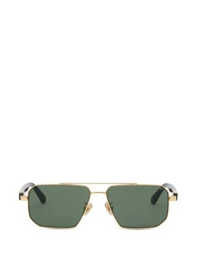 Philipp Plein Eyewear Geometric-frame Logo-plaque Sunglasses In Gold