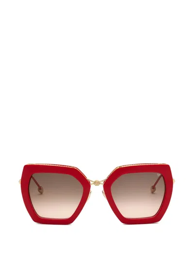 Philipp Plein Eyewear 几何形镜框太阳眼镜 In Red