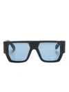 Philipp Plein Eyewear Logo-embossed Rectangle-frame Sunglasses In Black