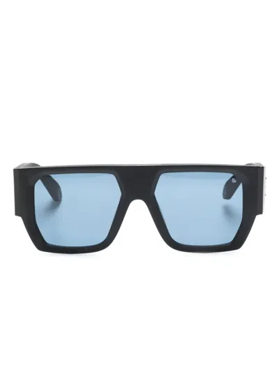 Philipp Plein Eyewear Logo-embossed Rectangle-frame Sunglasses In Black