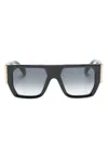 Philipp Plein Eyewear Logo-lettering Rectangle-frame Sunglasses In Black