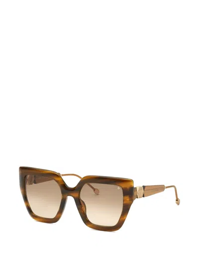 Philipp Plein Eyewear Logo-detail Sunglasses In Blue