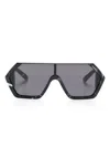 Philipp Plein Eyewear Marbled-pattern Oversize-frame Sunglasses In Schwarz