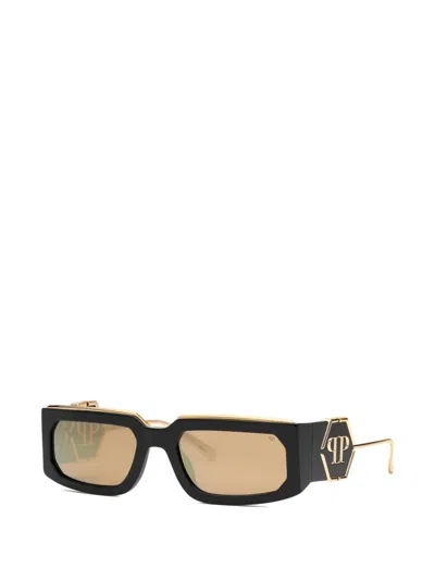 Philipp Plein Eyewear Rectangle-frame Sunglasses In Black
