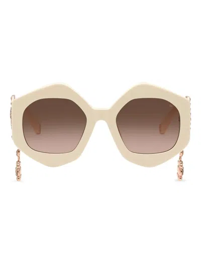 Philipp Plein Eyewear Round-frame Sunglasses In Neutral