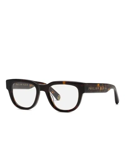 Philipp Plein Eyewear Tortoiseshell Logo Frames In Brown