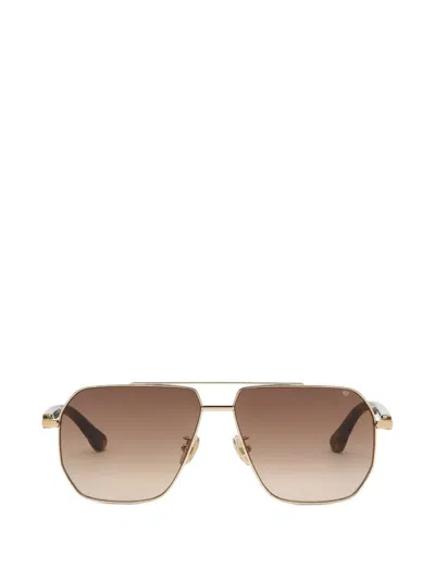 Philipp Plein Eyewear Tortoiseshell-effect Geometric-frame Sunglasses In Brown