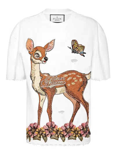 Philipp Plein Man Fit Destroyed T-shirt Fairy In White