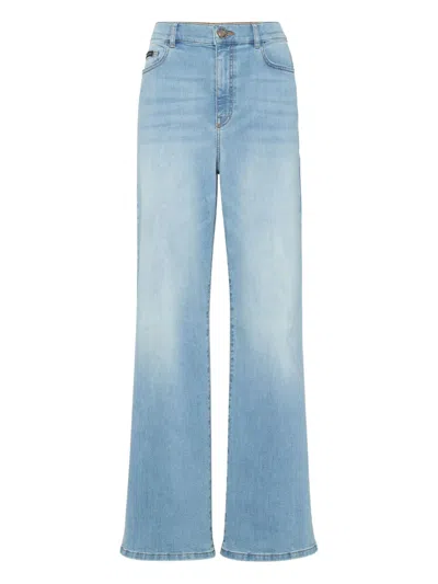 Philipp Plein Fatale Logo-plaque Jeans In Blue