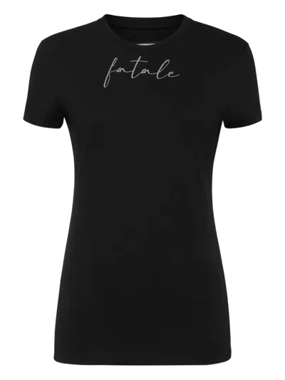 Philipp Plein Fatale-strass T-shirt In Black