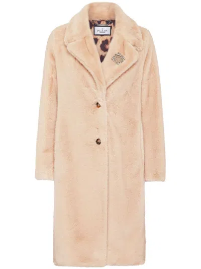 Philipp Plein Faux Fur Coat In 中性色