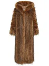 Philipp Plein Long Eco Fox Coat In Brown