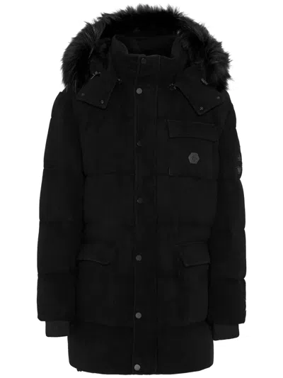 Philipp Plein Faux-fur Hooded Jacket In Black