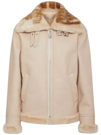 Philipp Plein Faux-shearling Aviator Jacket In Neutrals