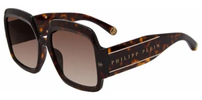 Pre-owned Philipp Plein First Lady Dubai Women's Butterfly Sunglasses - Spp038m560 - Italy In Shiny Dark Havana/brown Gradient (722)
