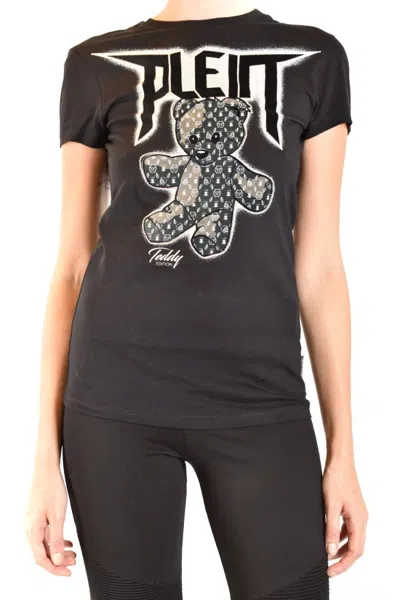 Philipp Plein Fitted Black T-shirt With Bold Graphic Design In Multi