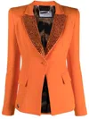 Philipp Plein Fitted Single-breasted Blazer In Orange